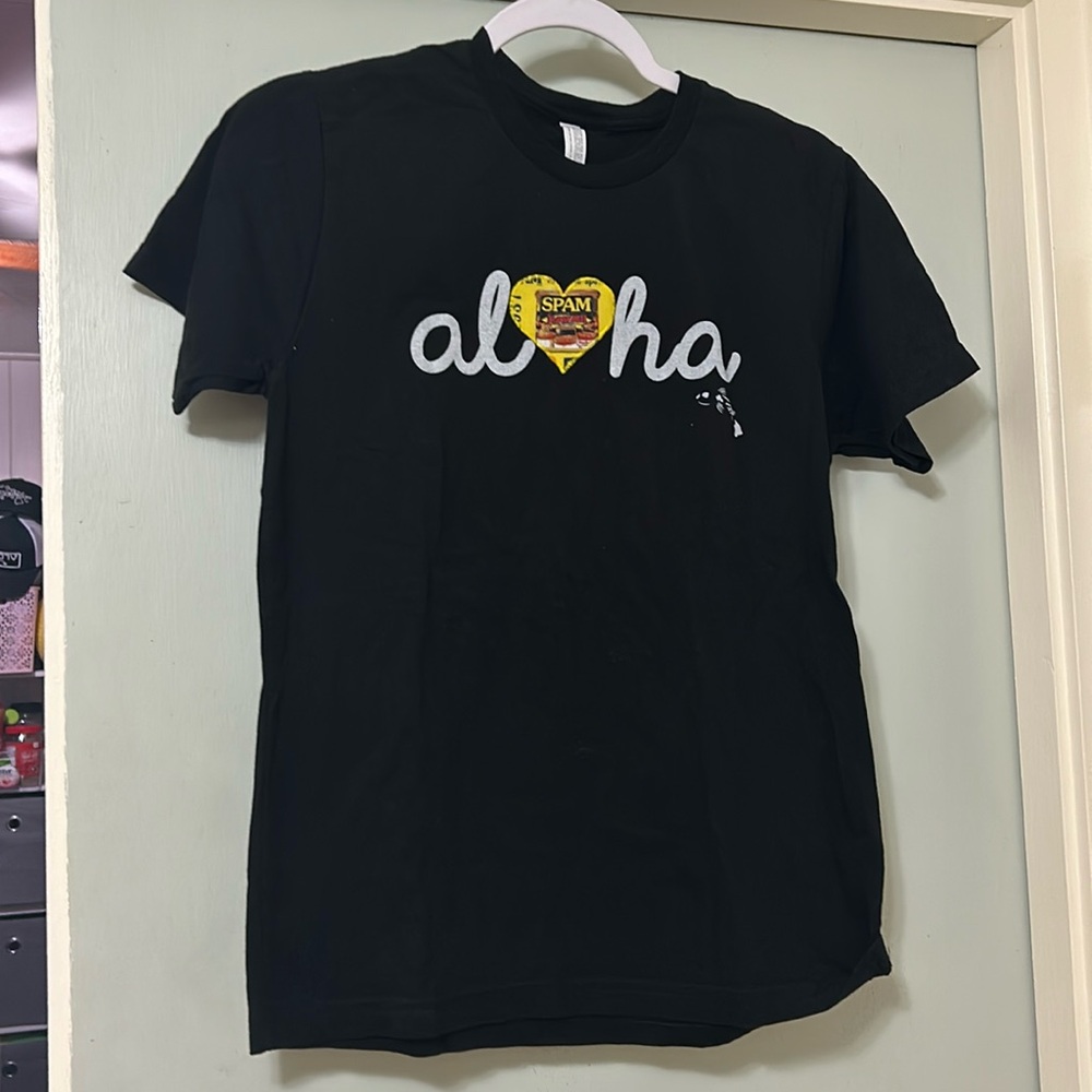 Black "Aloha" Graphic Kids Tee with Yellow Heart